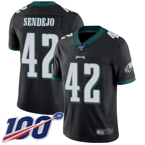 Men Philadelphia Eagles #42 Andrew Sendejo Black Alternate Vapor Untouchable NFL Jersey Limited Player 100th